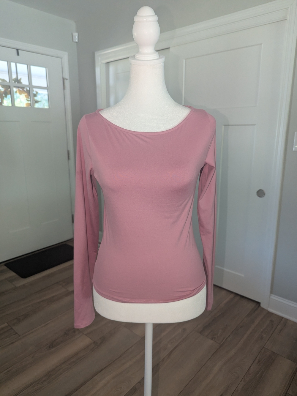 Hollister Long-Sleeve Scoop Neck Top - Mauve Pink